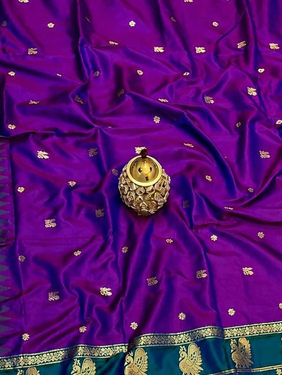 Indiehaat | Paithani Silk Handloom Saree Purple