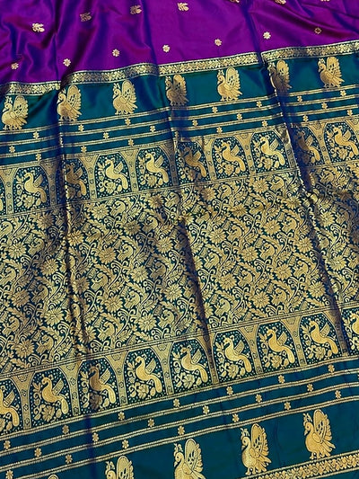 Indiehaat | Paithani Silk Handloom Saree Purple