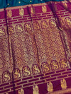 Indiehaat | Paithani Silk Handloom Saree Blue