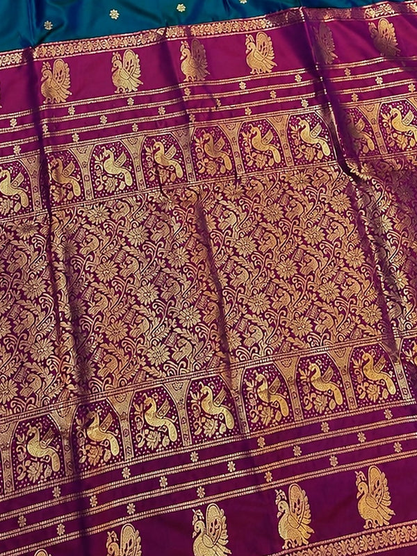Indiehaat | Paithani Silk Handloom Saree Blue