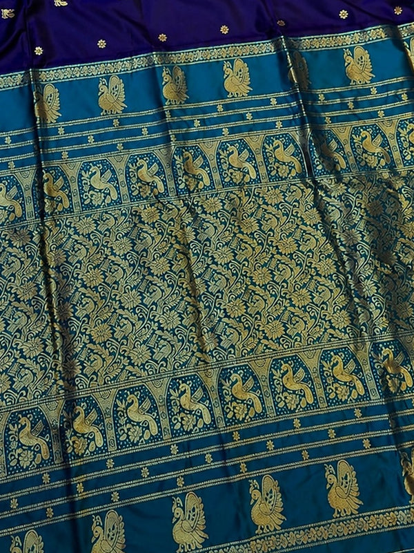 Indiehaat | Paithani Silk Handloom Saree Blue