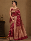 Indiehaat | Maroon Katan Silk Heavy Zari Saree