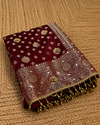 Indiehaat | Maroon Katan Silk Heavy Zari Saree