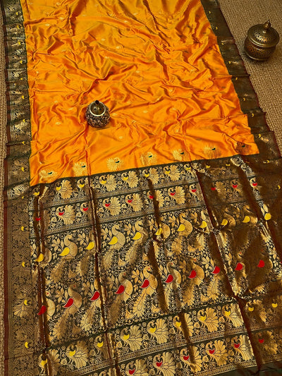 Mihira Peshwai Paithani Silk Handloom Saree Golden Yellow