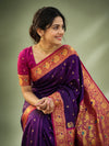 Indiehaat | Paithani Silk Peacock Saree Violet