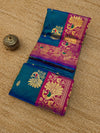 Indiehaat | Paithani Silk Peacock Saree Blue