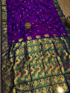 Indiehaat | Paithani Silk Peacock Saree Violet