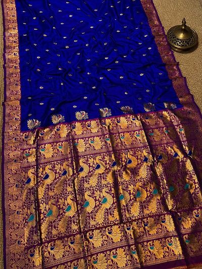 Mihira Peshwai Paithani Silk Handloom Saree Royal Blue