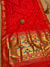 Indiehaat | Double Pallu Paithani Silk Saree Red