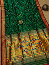 Indiehaat | Double Pallu Paithani Silk Saree Green