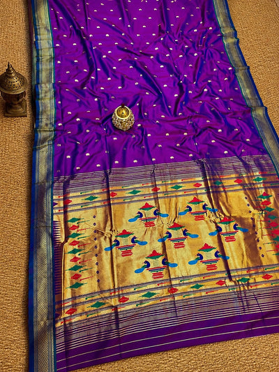Rajshree Double Pallu Paithani Silk Saree Purple