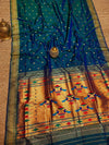 Indiehaat | Double Pallu Paithani Silk Saree Blue