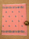 Indiehaat | Kota Doria Saree Floral Embroidery Peach