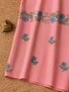 Indiehaat | Kota Doria Saree Floral Embroidery Peach