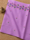 Indiehaat | Kota Doria Saree Floral Embroidery Purple