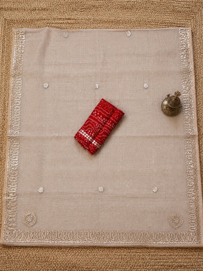 Indiehaat | Kota Doria Saree Gota Patti Saree Beige