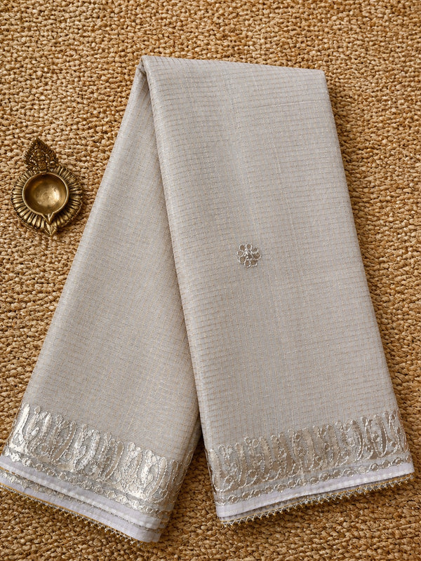 Indiehaat | Kota Doria Saree Gota Patti Saree Beige