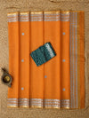 Indiehaat | Kota Doria Saree Gota Patti Buti Embroidery Orange