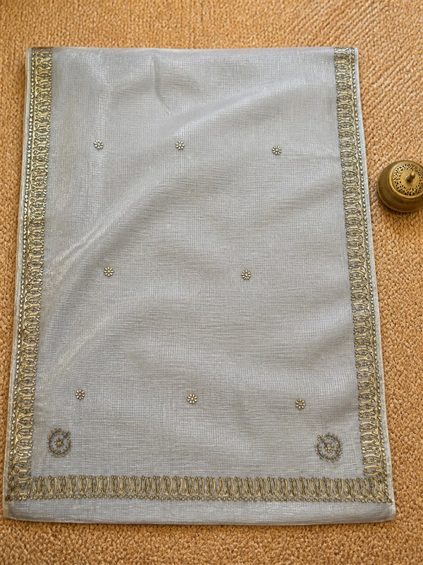 Indiehaat | Kota Doria Saree Gota Patti Saree White