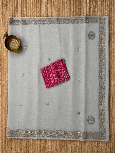 Indiehaat | Kota Doria Saree Gota Patti Saree Gray