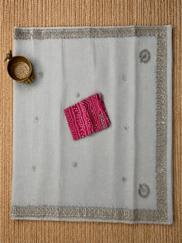 Indiehaat | Kota Doria Saree Gota Patti Saree Gray