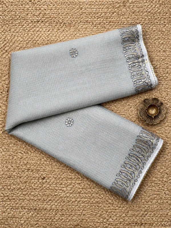 Indiehaat | Kota Doria Saree Gota Patti Saree Gray