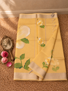 Indiehaat | Kota Doria Semi Silk Saree Hand Painting Yellow