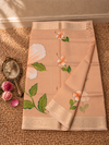 Indiehaat | Kota Doria Semi Silk Saree Hand Painting Peach