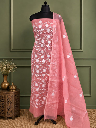 Phuljhari Kota Doria Gota Patti Suit Set (T+D) Soft Pink
