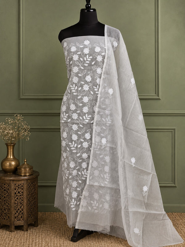 Indiehaat | Kota Doria Gota Patti Suit Gray