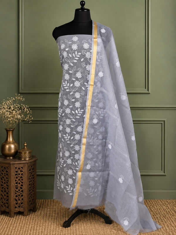 Indiehaat | Kota Doria Gota Patti Suit Gray