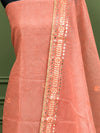 Indiehaat | Kota Doria Gota Patti Embroidered Suit Peach