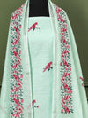 Indiehaat | Pure Linen Embroidered Suit Set Green