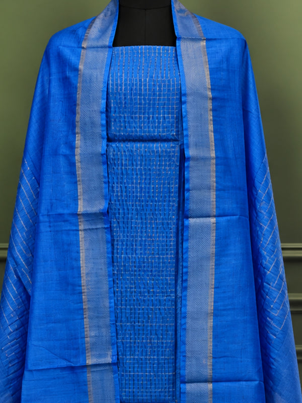 Indiehaat | Kota Silk Zari Woven Three Piece Suit Blue