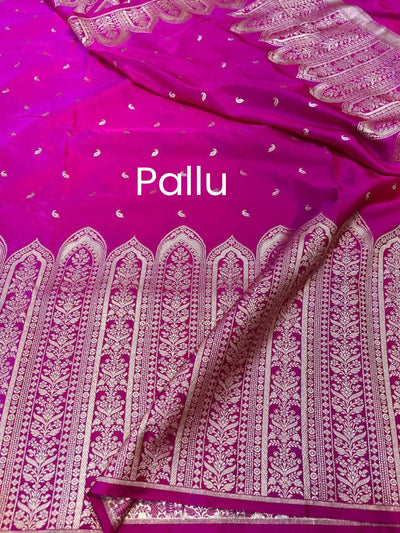 Swarna Shringar Mashru Banarasi Silk Saree Magenta Pink