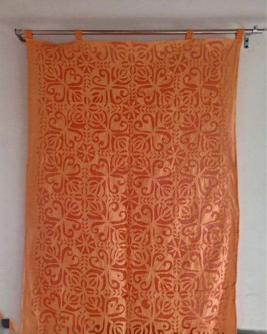 Bold Handcrafted Orange Applique Curtain