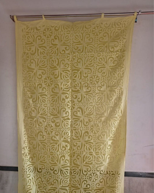 Playful Handcrafted Yellow Applique Curtain