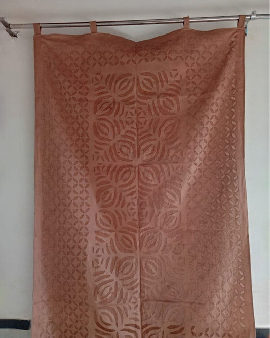 Soft Handcrafted Peach Color Applique Curtain