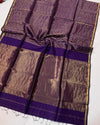 Indiehaat | Handloom Maheshwari Purple Tissue Silk Saree