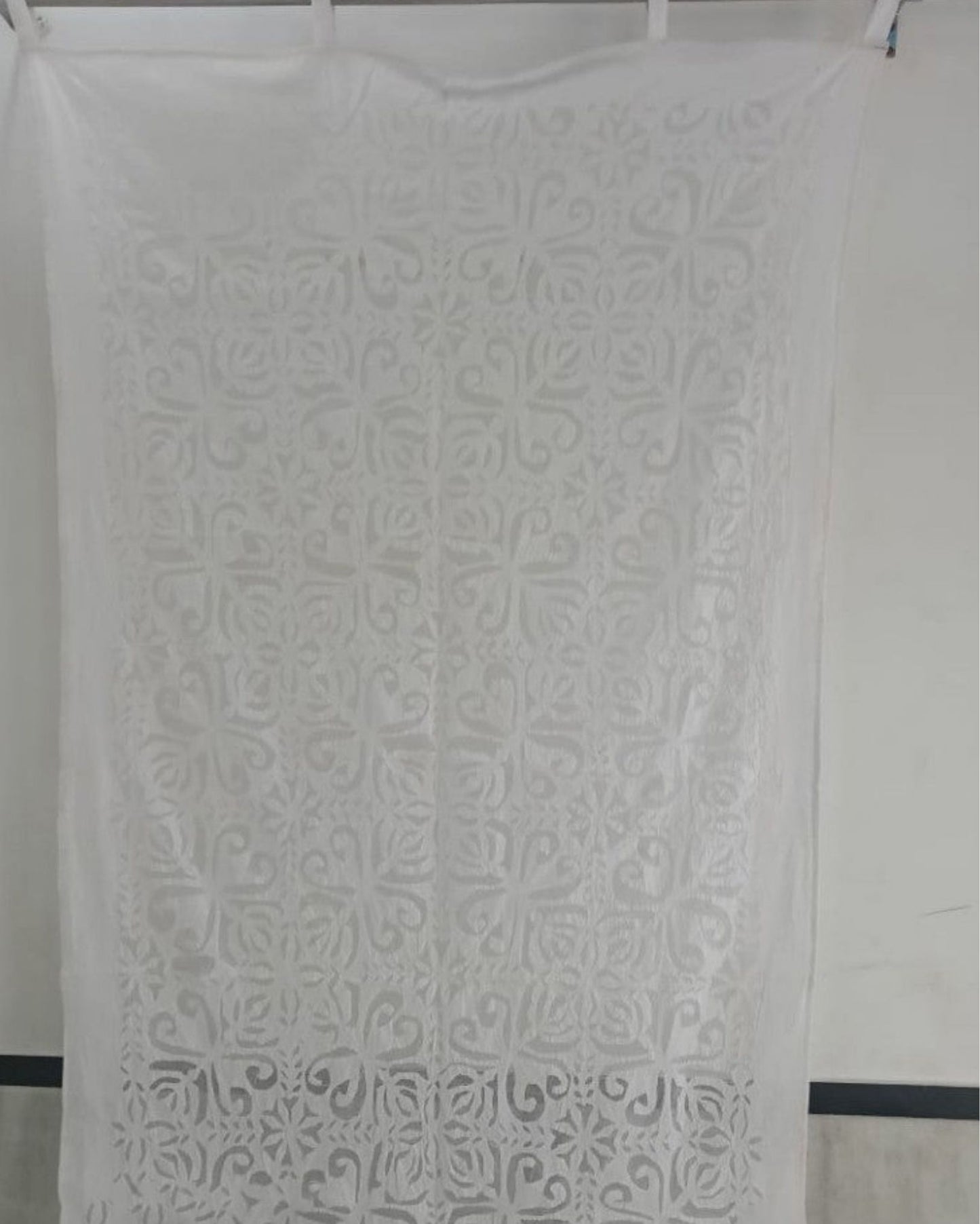 Rich Handcrafted White Applique Curtain