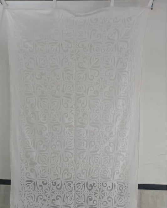 Rich Handcrafted White Applique Curtain