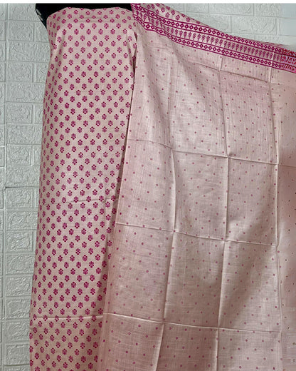 Katan Silk Intricate Blockprint Beige Suit