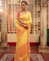 Indiehaat | Mul Cotton Jamdani Weaving Yellow Saree