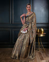 Indiehaat | Kashmiri Modal Silk Zari Weaving Peach Saree