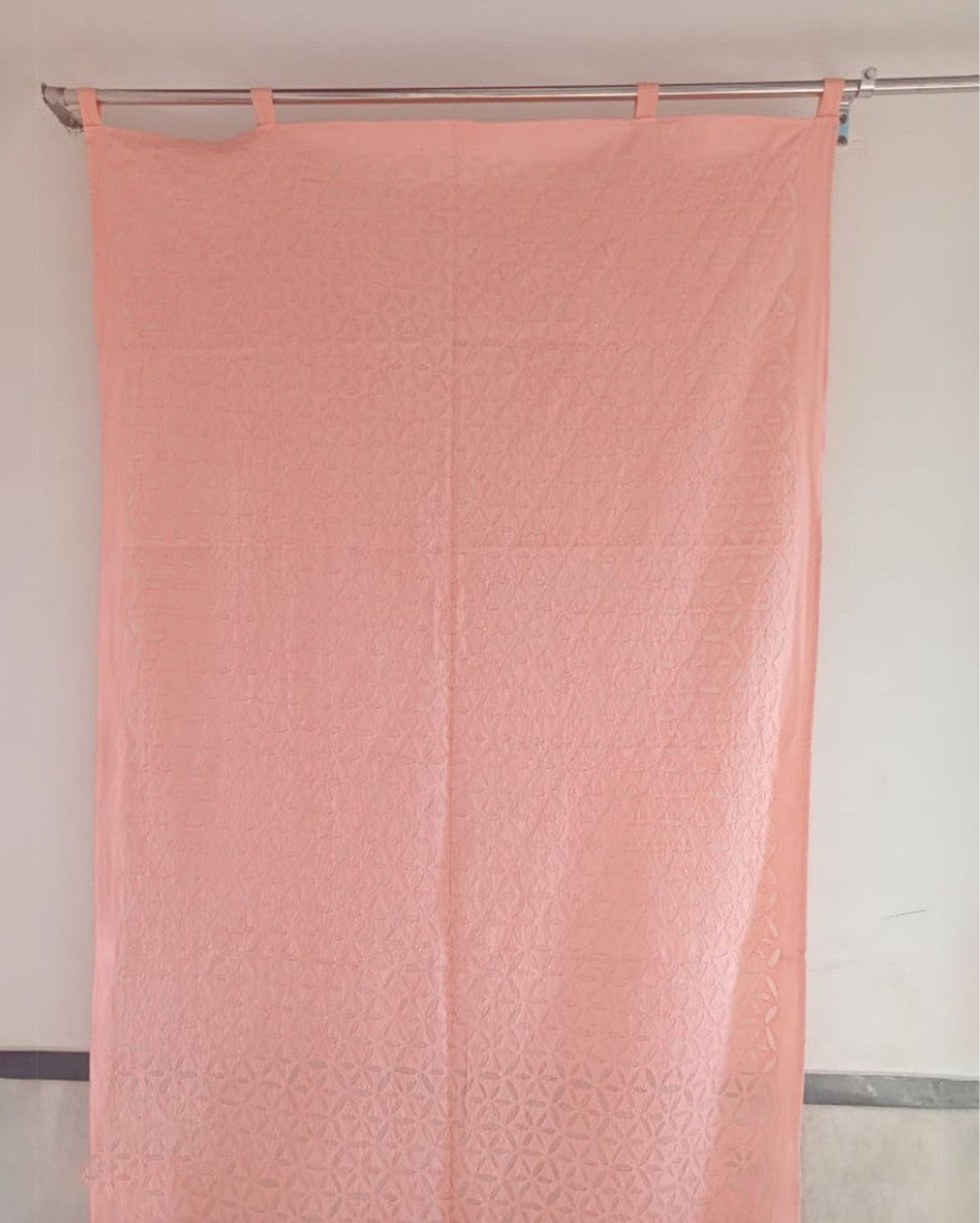 Chic Handcrafted Pink Applique Curtain