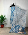 Katan Silk Suits Royal Blue Color Handblock Printed - IndieHaat 