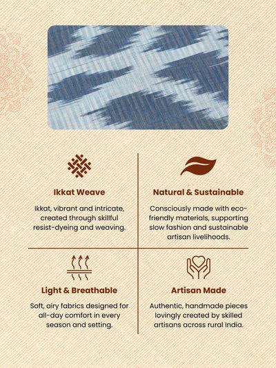 Pure Linen Artistic Black Dupatta & Black Ikkat Kurti Set