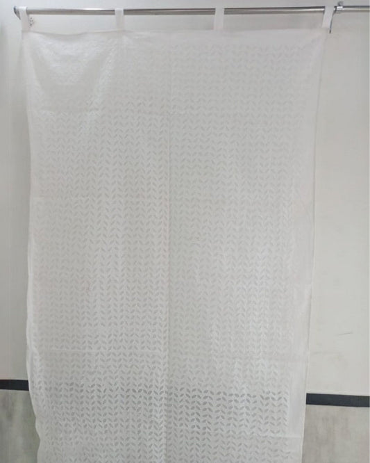Airy Handcrafted White Applique Curtain