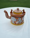 Antique Handpainted Brown Metal Kettle