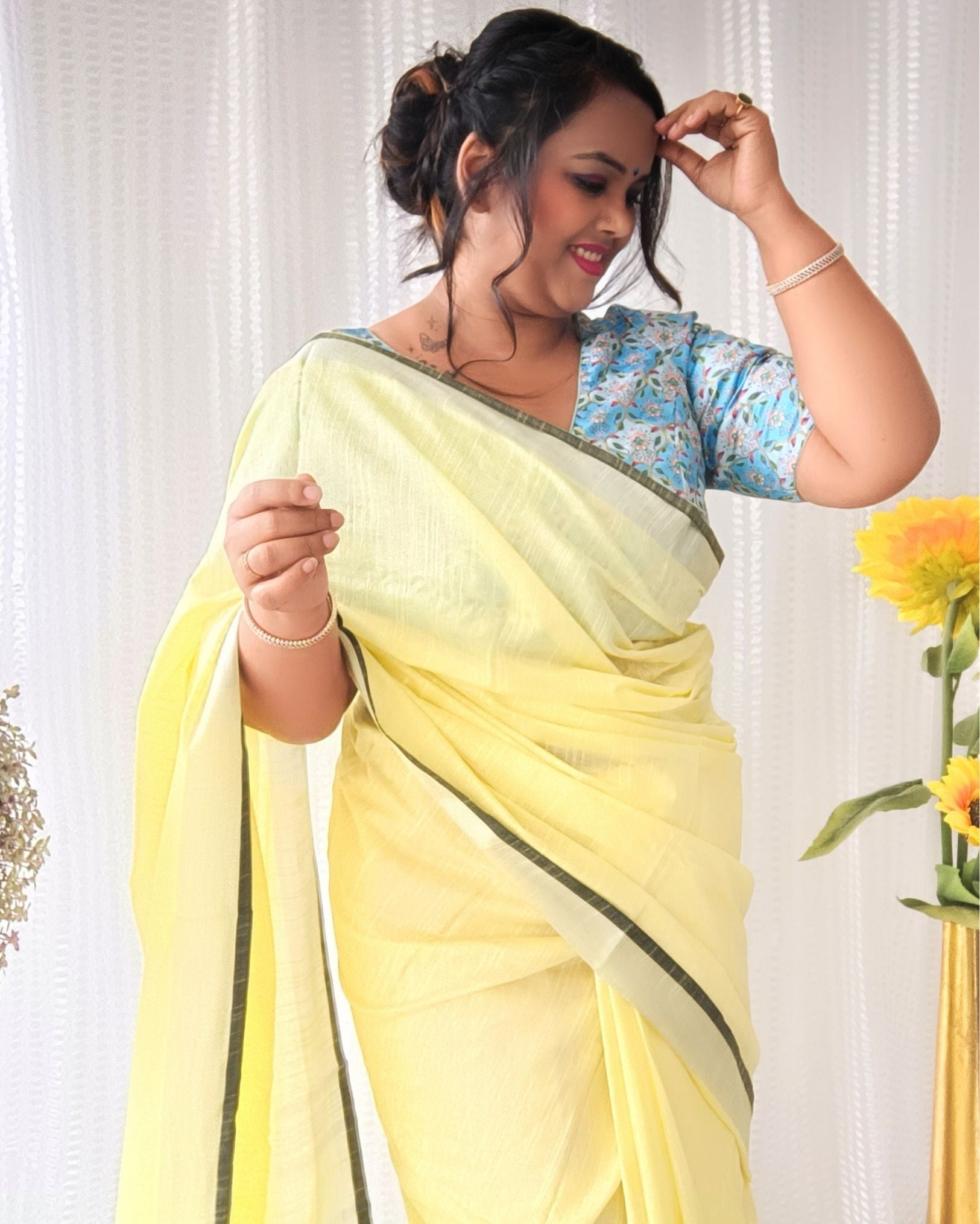 Buy Yellow Organza Hand Embroidered Gota V Color Block Saree With Blouse  For Women by Label Nitika Online at Aza Fashions.